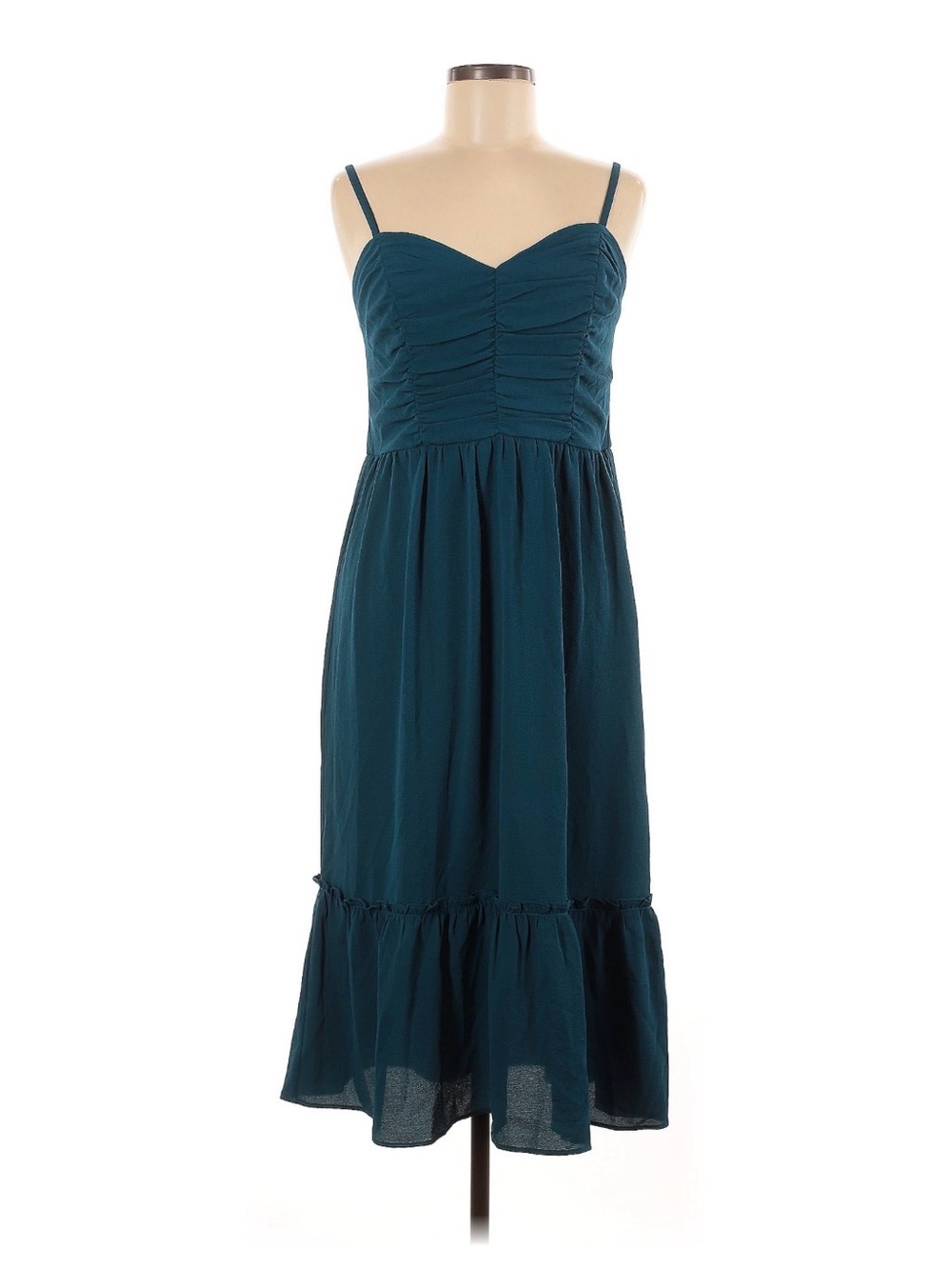 Teal Spaghetti-Strap Midi Cocktail Dress - Women's M